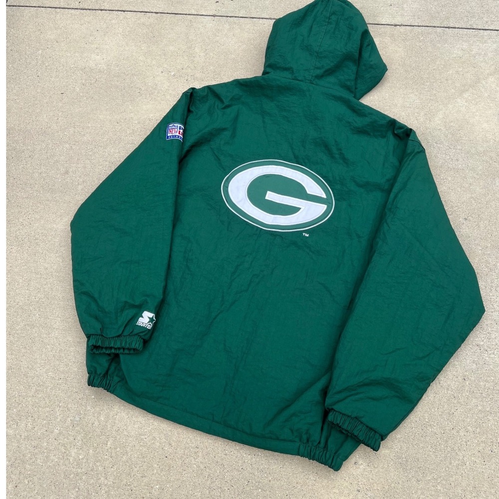 Starter Green Bay Packers Jacket Mens XL NFL Pro Line Vintage Green Windbreaker